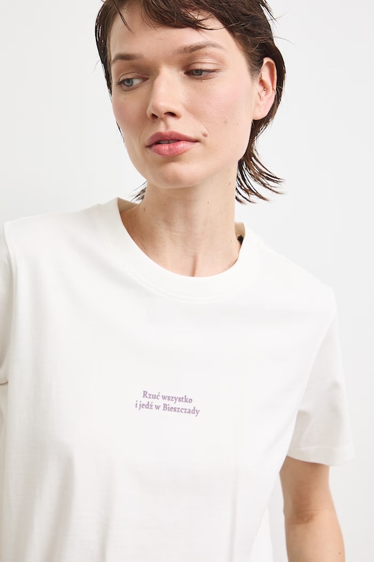 T-shirt damski bawełniany z kolekcji Bieszczadzki Park Narodowy x Medicine RS26-TSD859 beżowy