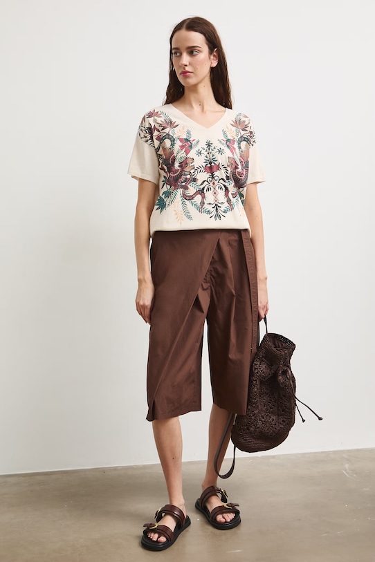 Tričko dámske bavlnené so zvieracím motívom RS26-TSD905 béžová RS26