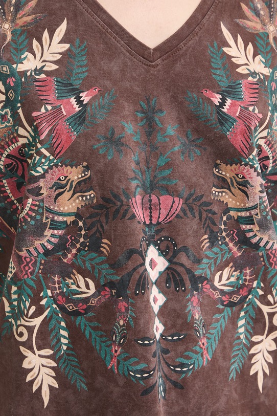 Tričko dámske bavlnené so zvieracím motívom RS26-TSD905 hnedá