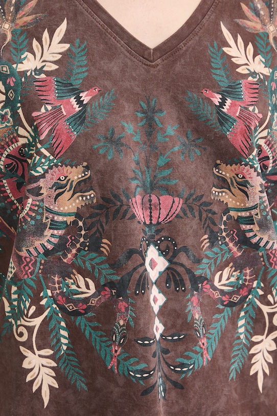 Tričko dámske bavlnené so zvieracím motívom RS26-TSD905 hnedá