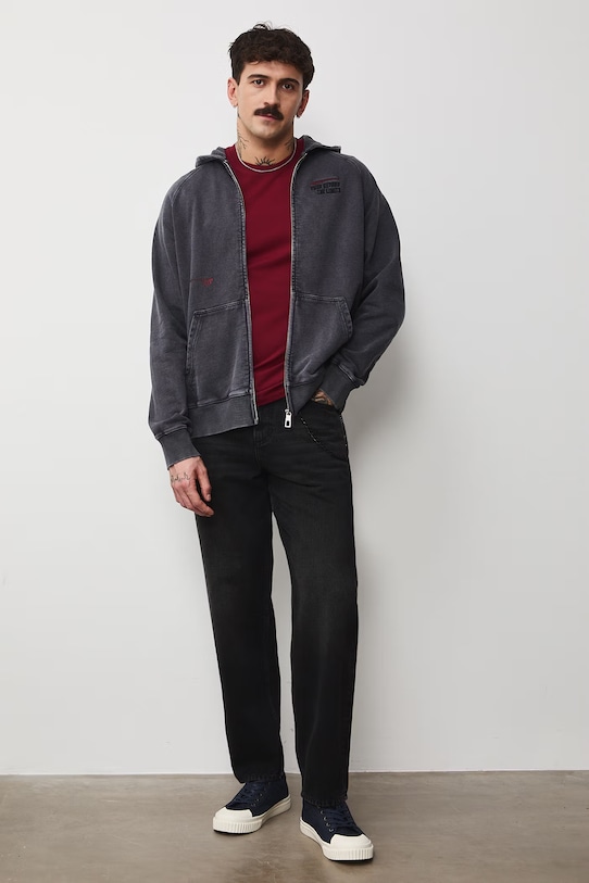 T-shirt męski bawełniany z elastanem gładkie bordowy RS26-TSM041