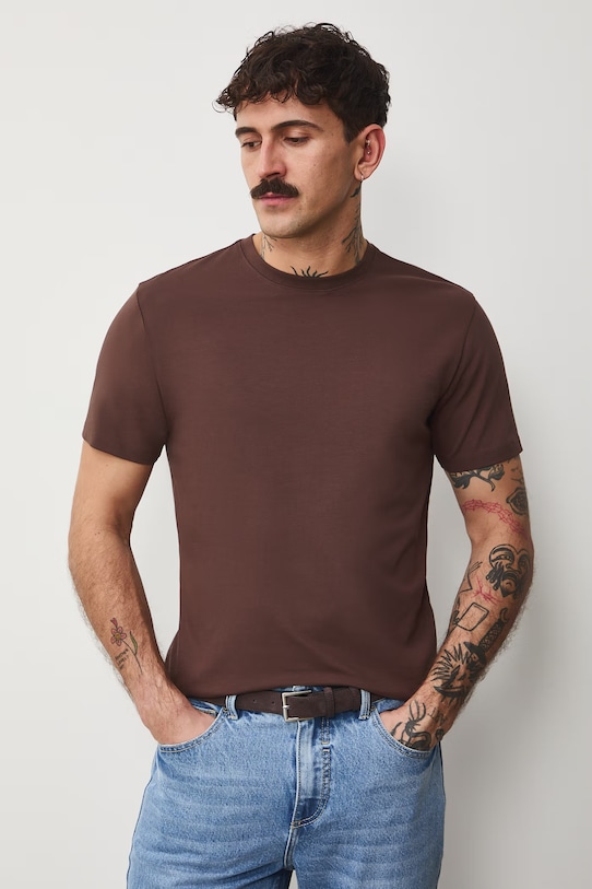 Medicine t-shirt z elastanem brązowy RS26-TSM041