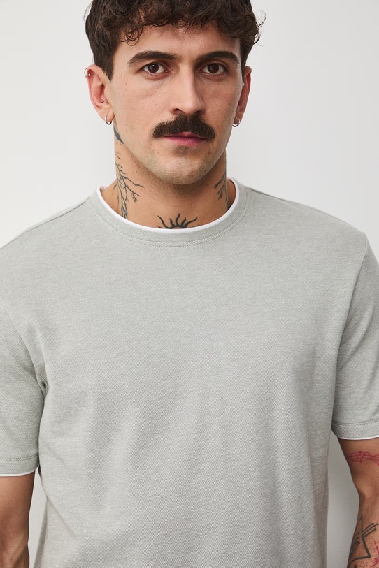 Bavlnené tričko pánske zo štruktúrovanej pleteniny s elastanom s elastanom zelená RS26-TSM042