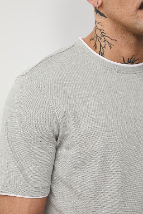 Bavlnené tričko pánske zo štruktúrovanej pleteniny s elastanom RS26-TSM042 zelená