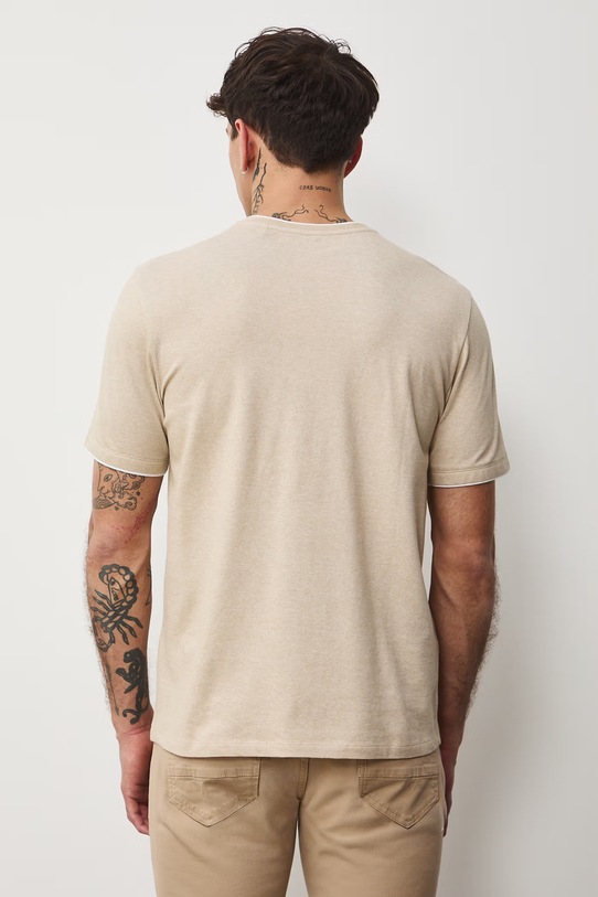 Oblečenie Bavlnené tričko pánske zo štruktúrovanej pleteniny s elastanom RS26-TSM042 béžová