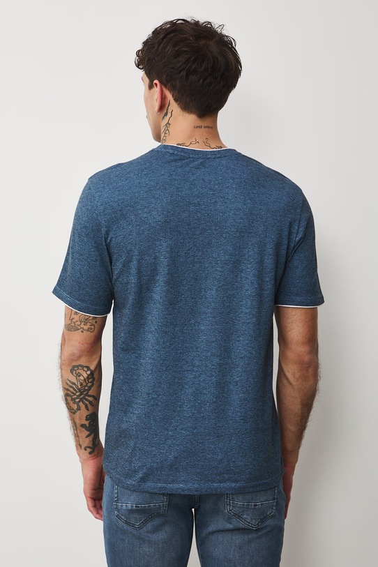 Oblečenie Bavlnené tričko pánske zo štruktúrovanej pleteniny s elastanom RS26-TSM042 modrá