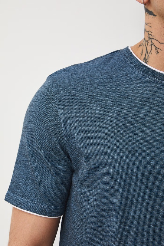 Bavlnené tričko pánske zo štruktúrovanej pleteniny s elastanom RS26-TSM042 modrá