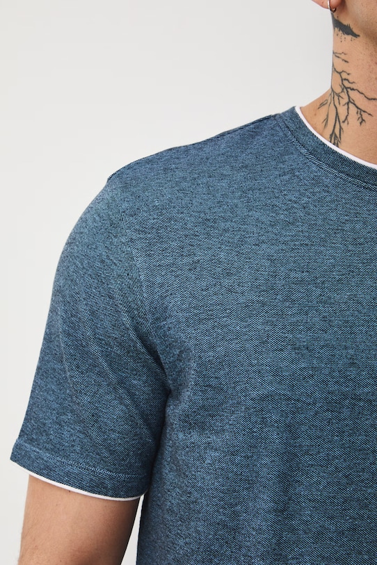 Bavlnené tričko pánske zo štruktúrovanej pleteniny s elastanom RS26-TSM042 modrá