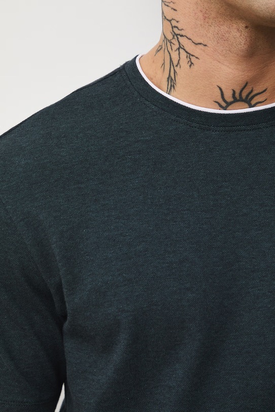 Bavlnené tričko pánske zo štruktúrovanej pleteniny s elastanom RS26-TSM042 tyrkysová