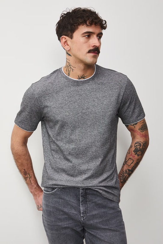 Oblečenie Bavlnené tričko pánske zo štruktúrovanej pleteniny s elastanom RS26-TSM042 sivá