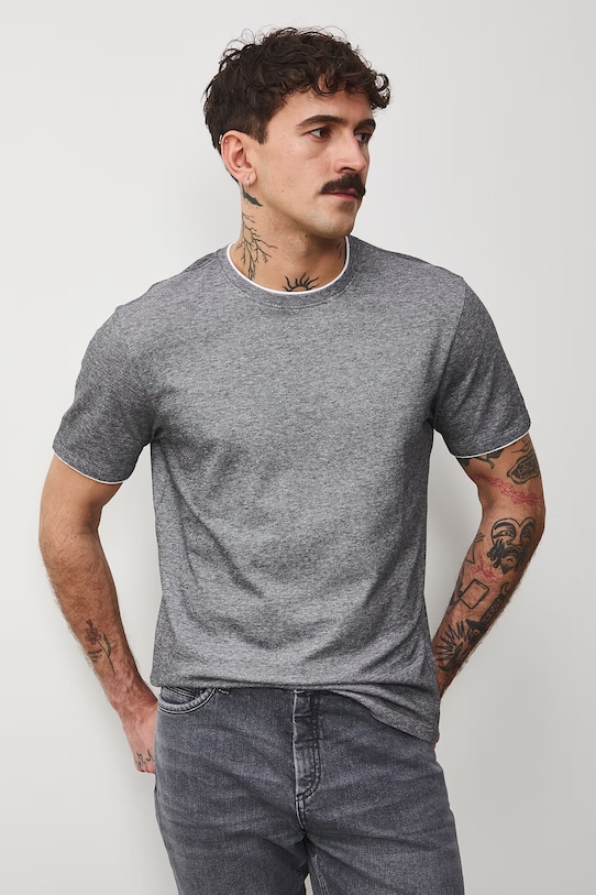 Oblečenie Bavlnené tričko pánske zo štruktúrovanej pleteniny s elastanom RS26-TSM042 sivá