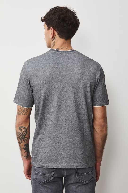 Bavlnené tričko pánske zo štruktúrovanej pleteniny s elastanom sivá RS26-TSM042
