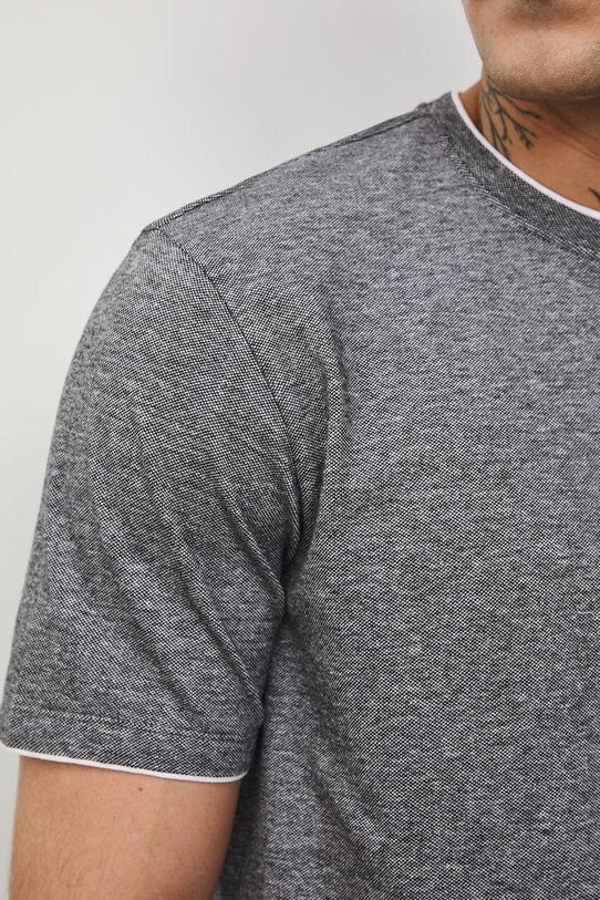 Bavlnené tričko pánske zo štruktúrovanej pleteniny s elastanom RS26-TSM042 sivá