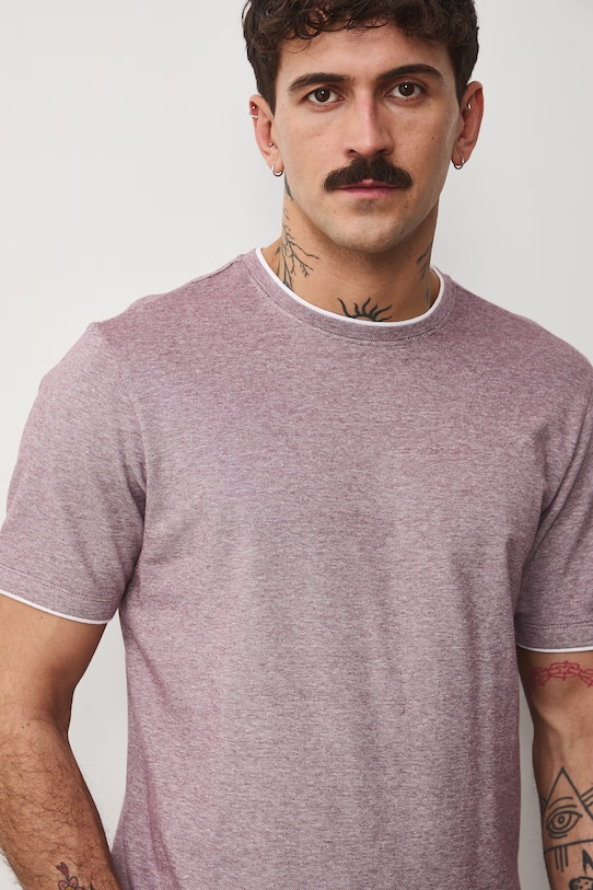 Bavlnené tričko pánske zo štruktúrovanej pleteniny s elastanom fialová RS26-TSM042
