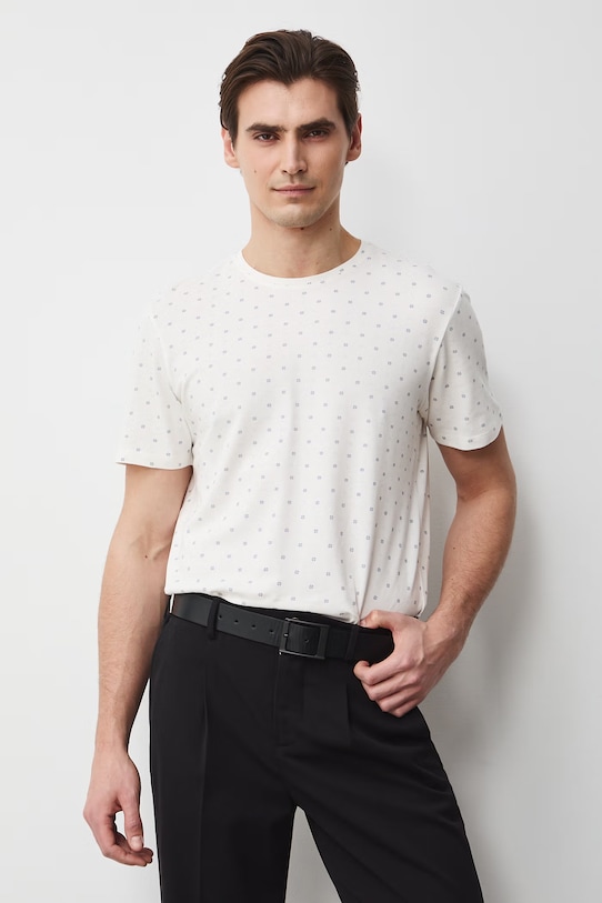 Medicine t-shirt męski bawełniany z elastanem beżowy RS26-TSM055