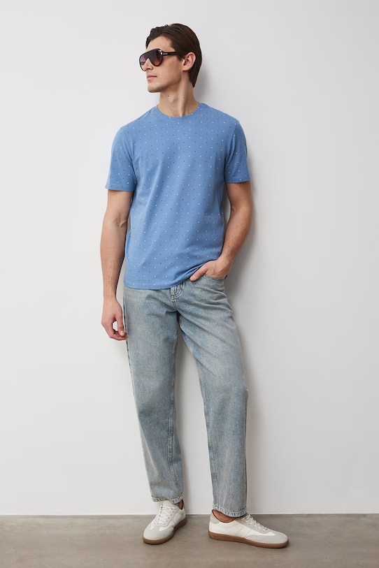 Medicine t-shirt męski bawełniany z elastanem RS26-TSM055 niebieski RS26
