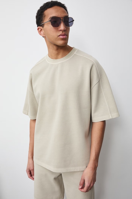 T-shirt męski bawełniany beżowy RS26-TSM079