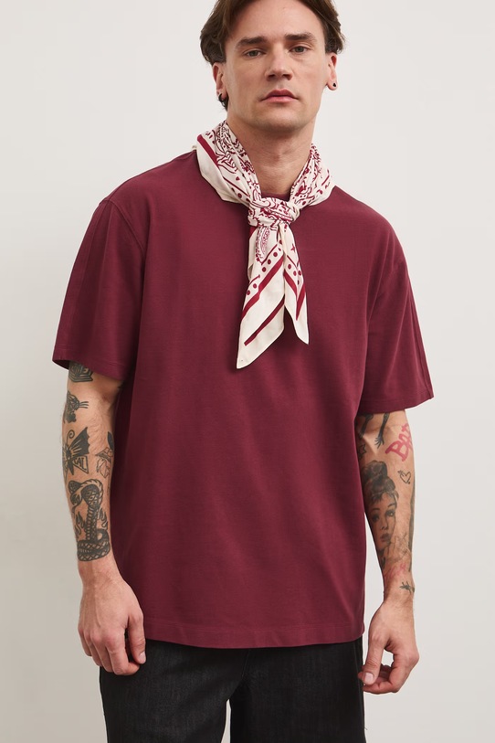 Tričko pánske bavlnené RS26-TSM080 burgundské RS26