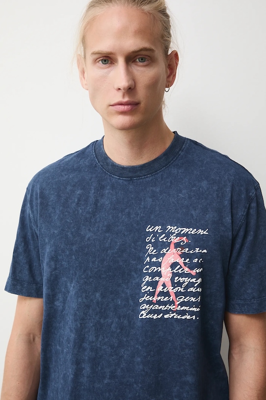 T-shirt bawełniany męski z kolekcji Eviva L'arte granatowy RS26-TSM250