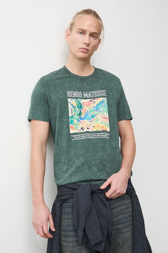 Bavlnené tričko pánske z kolekcie Eviva L'arte RS26-TSM253 zelená RS26