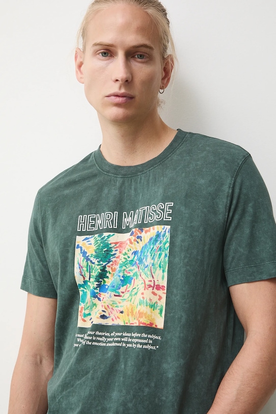 T-shirt bawełniany męski z kolekcji Eviva L'arte RS26-TSM253 zielony