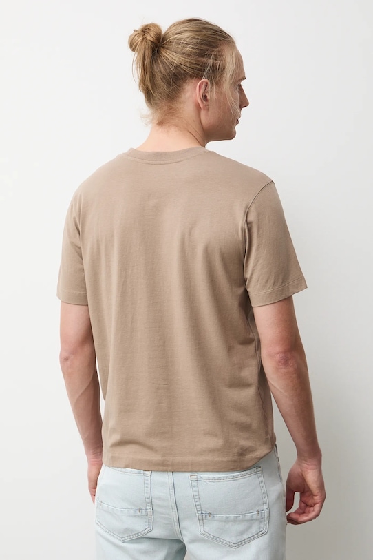 Odzież T-shirt bawełniany męski z elastanem z kolekcji Eviva L'arte RS26-TSM262 beżowy