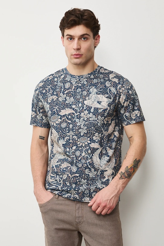 Medicine t-shirt bawełniany wzorzyste granatowy RS26-TSM300