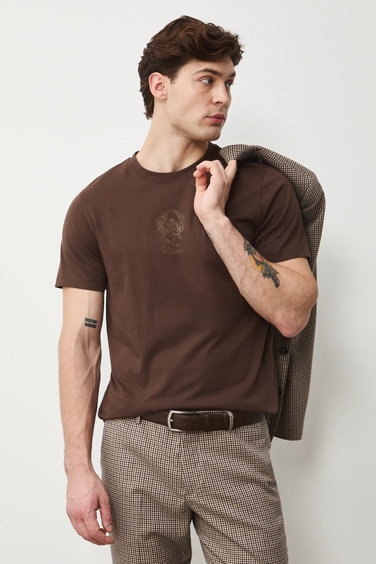 Medicine t-shirt bawełniany nadruk brązowy RS26-TSM303