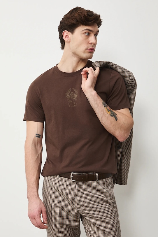 Medicine t-shirt bawełniany nadruk brązowy RS26-TSM303