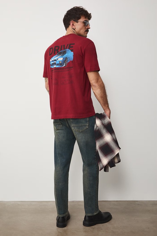 Medicine t-shirt bawełniany nadruk bordowy RS26-TSM403