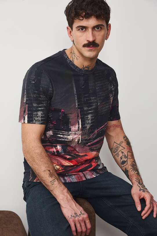 Medicine t-shirt bawełniany wzorzyste multicolor RS26-TSM404