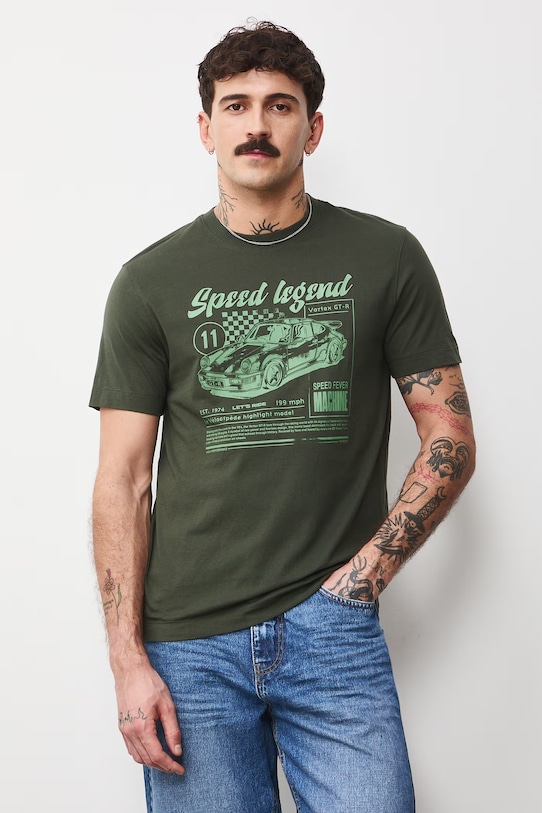 Medicine t-shirt bawełniany nadruk zielony RS26-TSM408