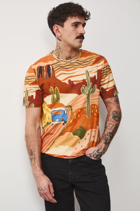 Medicine t-shirt męski bawełniany z elastanem multicolor RS26-TSM450