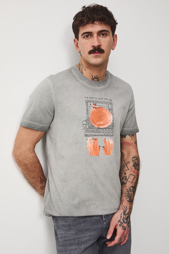 Medicine t-shirt męski bawełniany szary RS26-TSM457