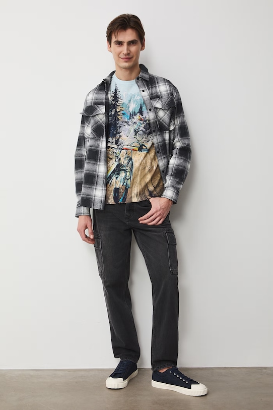 Medicine t-shirt męski bawełniany z elastanem wzorzysty RS26-TSM500 multicolor RS26