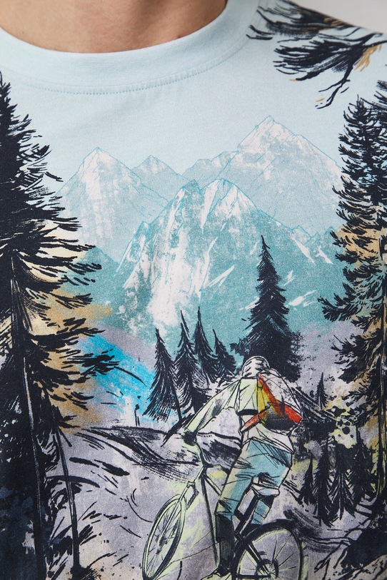 Medicine t-shirt męski bawełniany z elastanem wzorzysty RS26-TSM500 multicolor