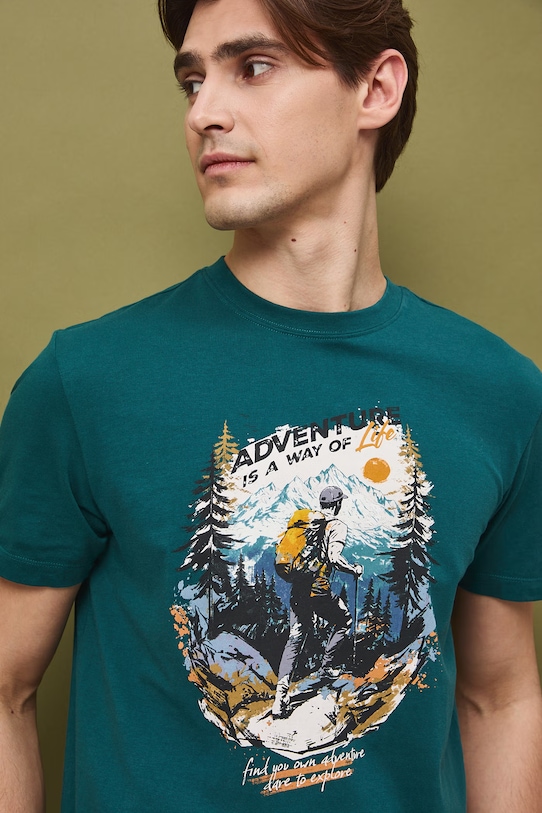 Odzież Medicine t-shirt męski bawełniany RS26-TSM503 turkusowy