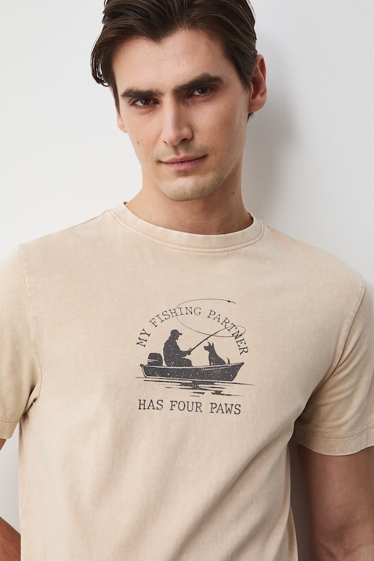 t-shirt męski bawełniany beżowy RS26-TSM504