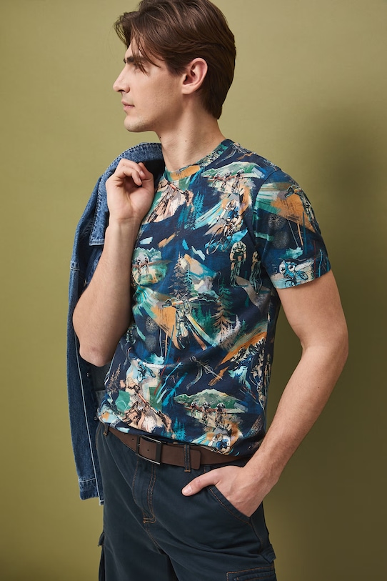 Medicine t-shirt męski bawełniany z elastanem granatowy RS26-TSM508