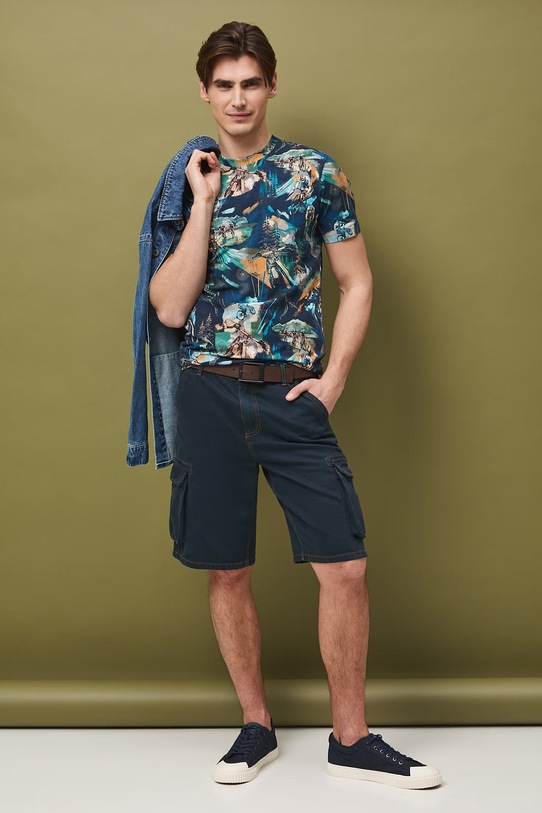 Medicine t-shirt męski bawełniany z elastanem RS26-TSM508 granatowy RS26