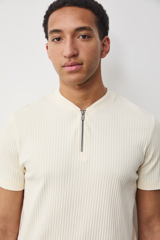 Medicine t-shirt męski bawełniany z elastanem beżowy RS26-TSM600