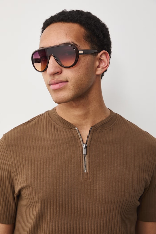 Medicine t-shirt męski bawełniany z elastanem brązowy RS26-TSM600