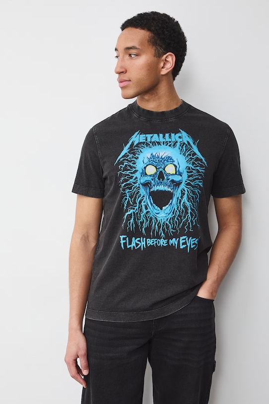 T-shirt męski bawełniany Metallica szary RS26-TSM672