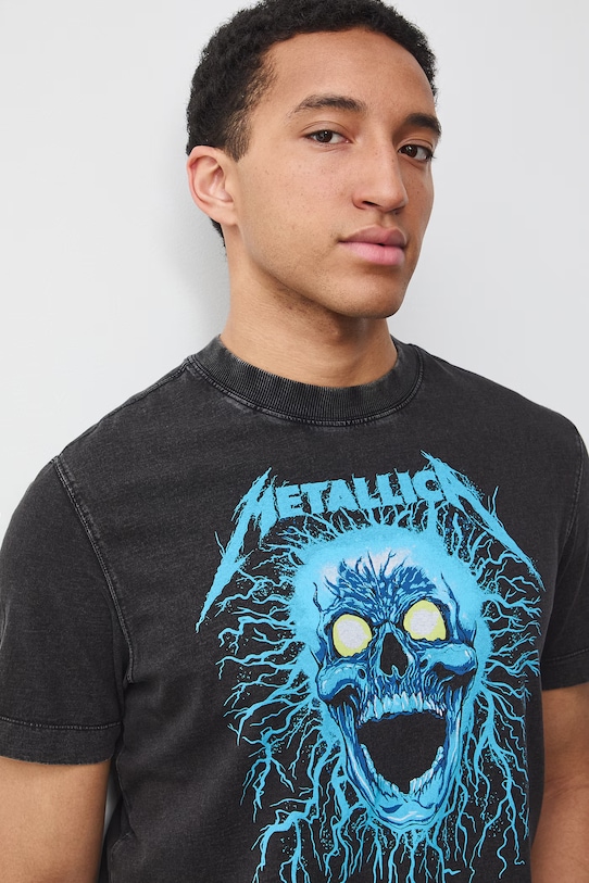 T-shirt męski bawełniany Metallica szary RS26-TSM672