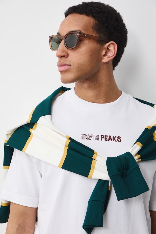 T-shirt męski bawełniany Twin Peaks RS26-TSM674 biały