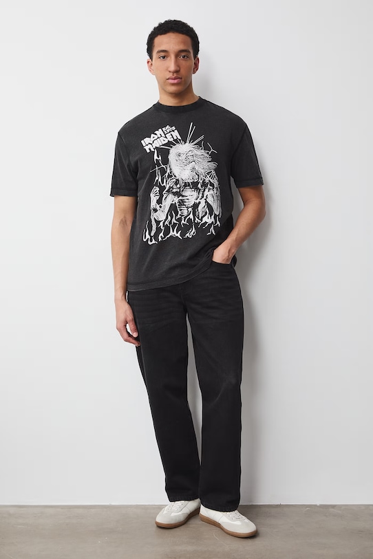 T-shirt męski bawełniany Iron Maiden szary RS26-TSM681