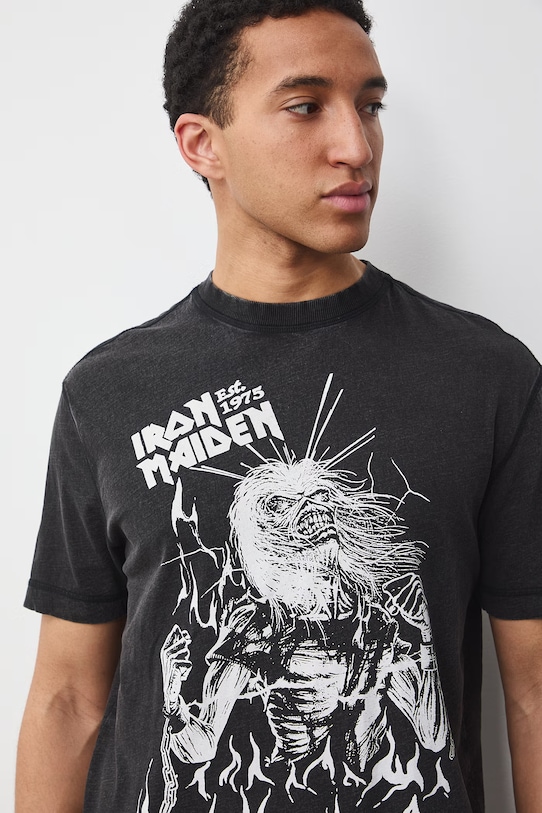 T-shirt męski bawełniany Iron Maiden szary RS26-TSM681