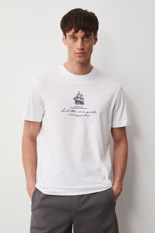 Medicine t-shirt męski bawełniany z elastanem biały RS26-TSM704