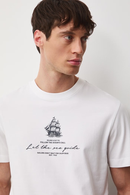 Medicine t-shirt męski bawełniany z elastanem biały RS26-TSM704