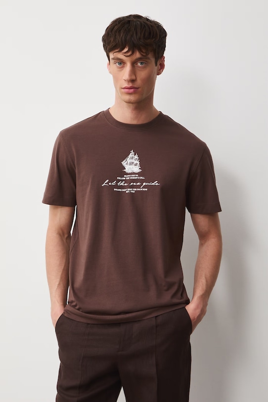 Medicine T-shirt męski bawełniany z elastanem RS26-TSM704 brązowy RS26